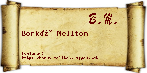 Borkó Meliton névjegykártya